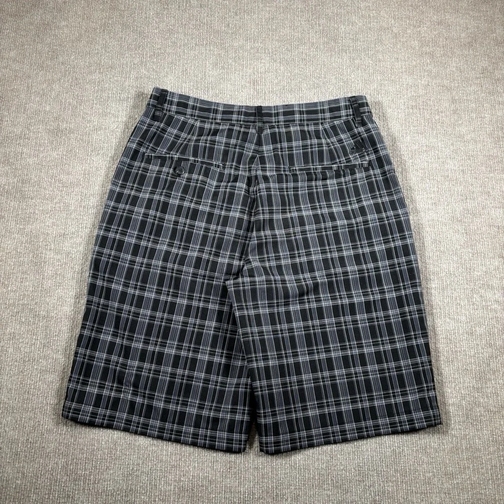Adidas Shorts Mens Size 30 Black Plaid Performance Golf‎ Chino Embroidered Logo